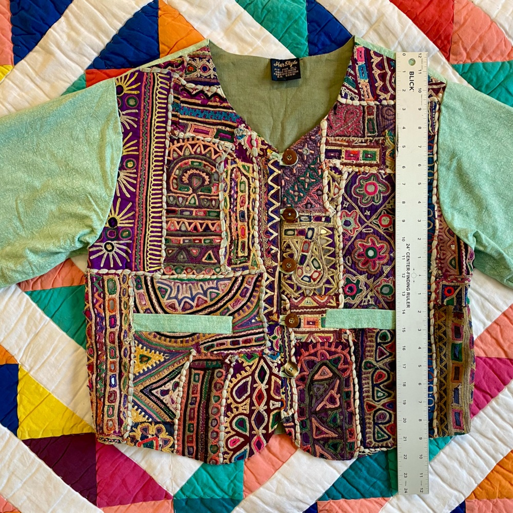 Vintage Patchwork Jacket With Indian Textiles - image 6